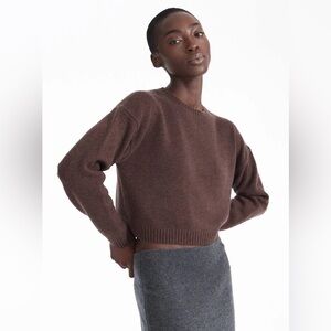 NakedCashmere Dark Brown Cropped Crew Neck Sweater